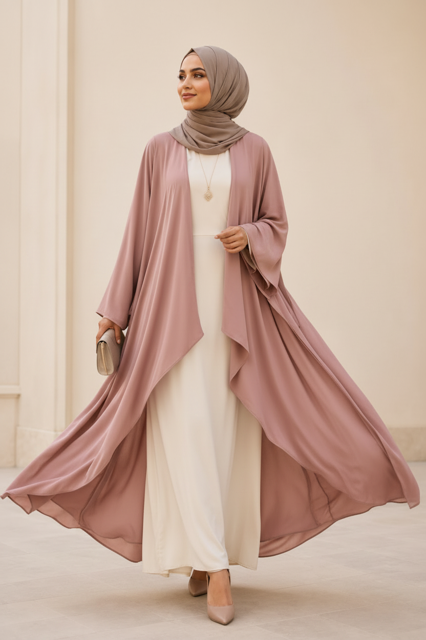 Abaya Élégance Fluide - Rose