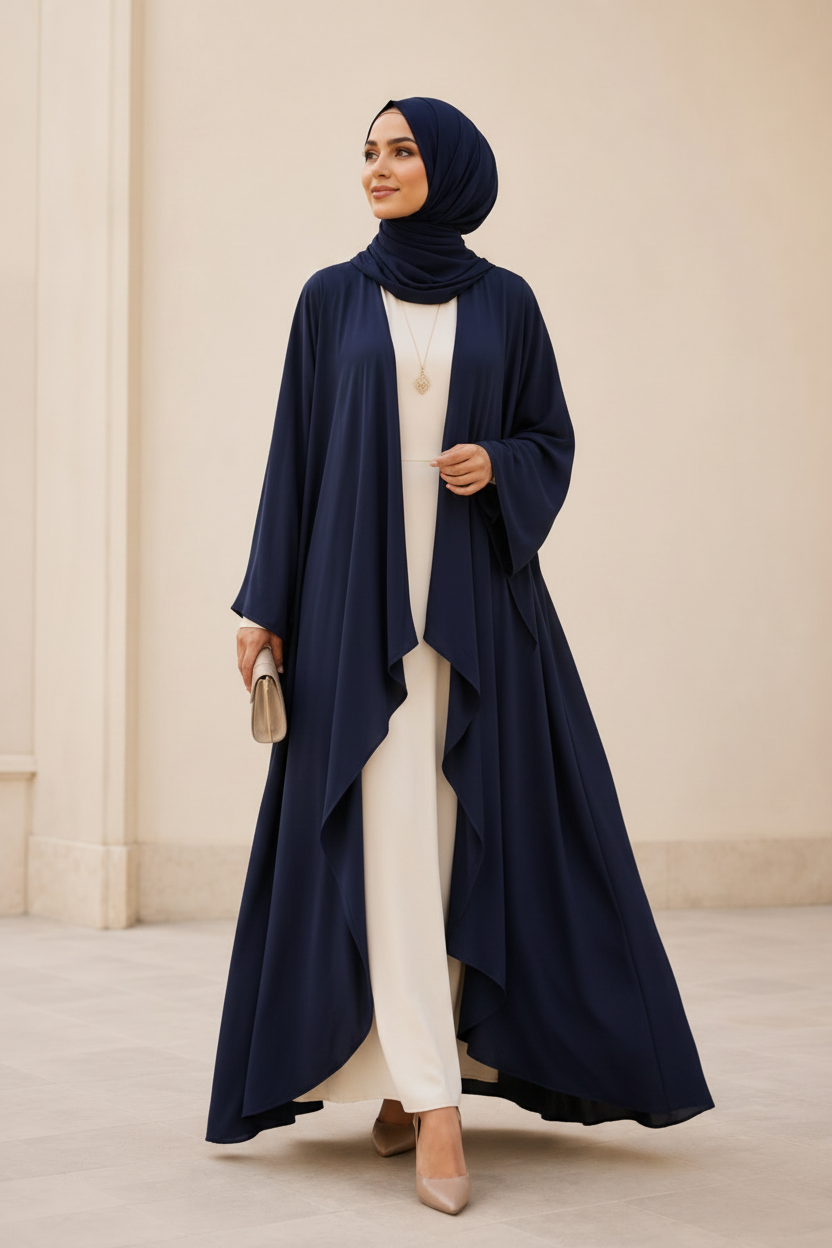 Abaya Élégance Fluide - Navy Blue